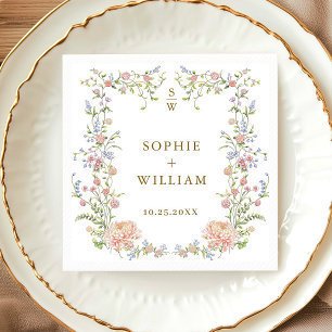 Ornate Grace Pastel Blush Floral Wedding Napkin