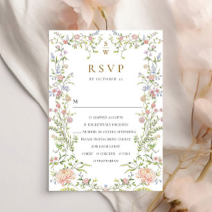 Ornate Grace Pastel Blush Floral Wedding RSVP Card