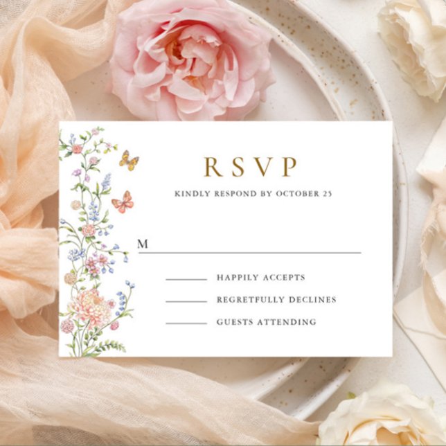Ornate Grace Pastel Blush Floral Wedding RSVP Card (Creator Uploaded)