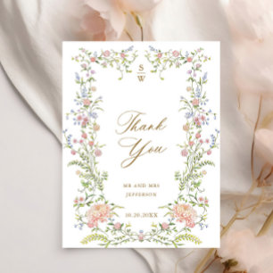 Ornate Grace Pastel Blush Floral Wedding Thank You Postcard