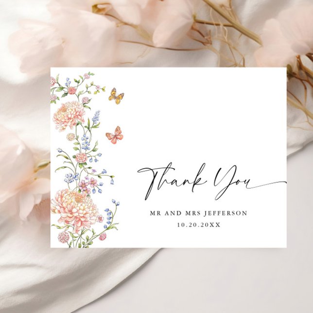 Ornate Grace Pastel Blush Floral Wedding Thank You Postcard (Creator Uploaded)