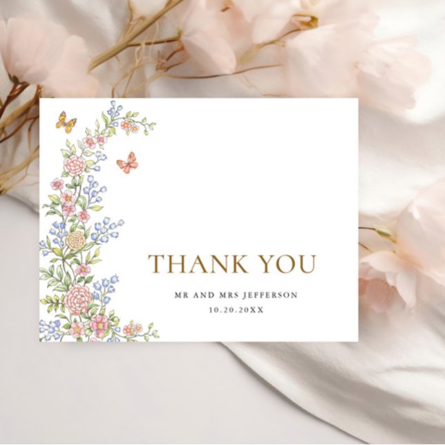 Ornate Grace Pastel Blush Floral Wedding Thank You Postcard (Creator Uploaded)