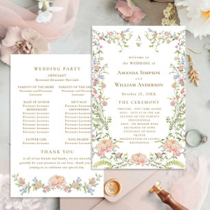 Ornate Grace Pastel Blush Wedding Ceremony Program