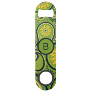 Ornate Green Paisley Pattern Monogram