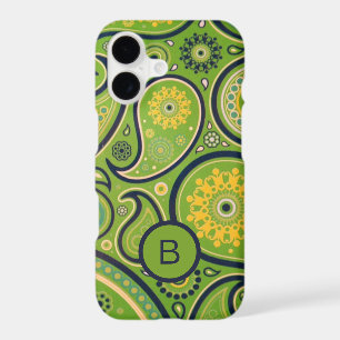 Ornate Green Paisley Pattern Monogram