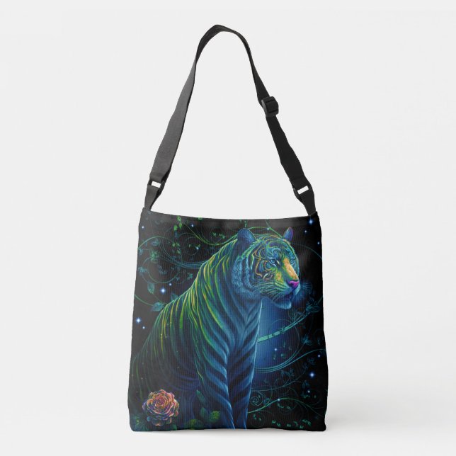 Ornate Green Tiger Crossbody Bag (Back)