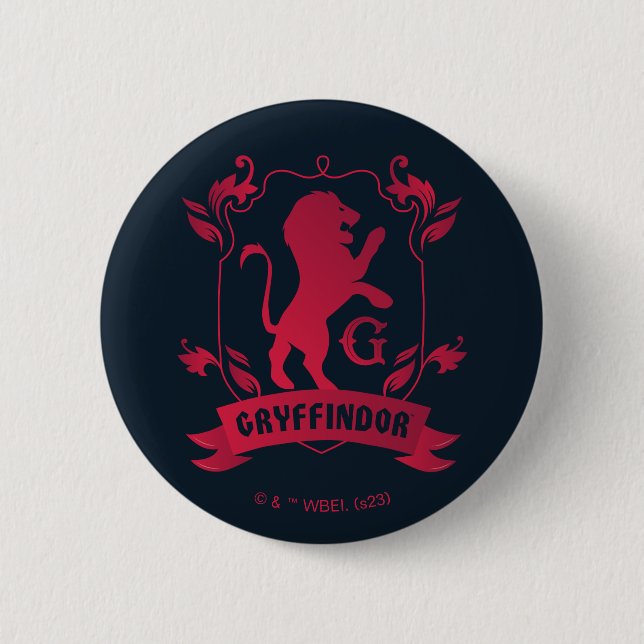 Ornate GRYFFINDOR™ House Crest 6 Cm Round Badge (Front)