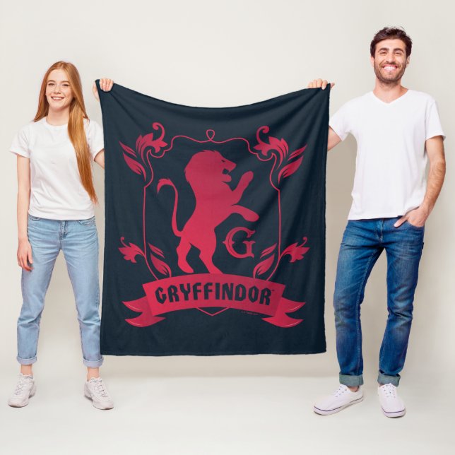 Ornate GRYFFINDOR™ House Crest Fleece Blanket (In Situ)