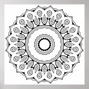 Ornate Halo Mandala with Layered Flow Motif Art Poster