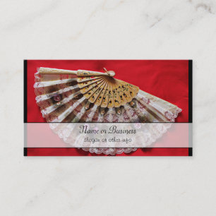Ornate Hand Held Fan on a Red Background Business Card