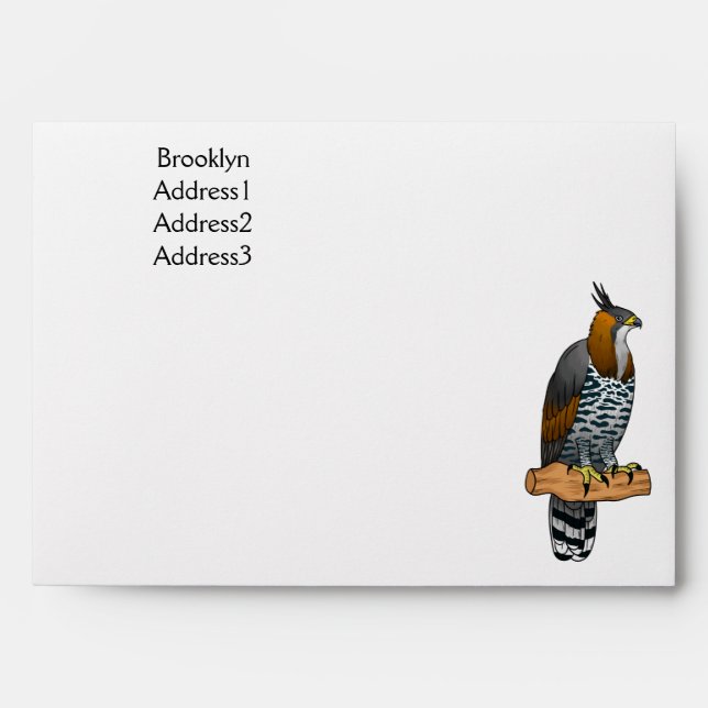 Ornate hawk eagle bird cartoon illustration  envelope (Front)