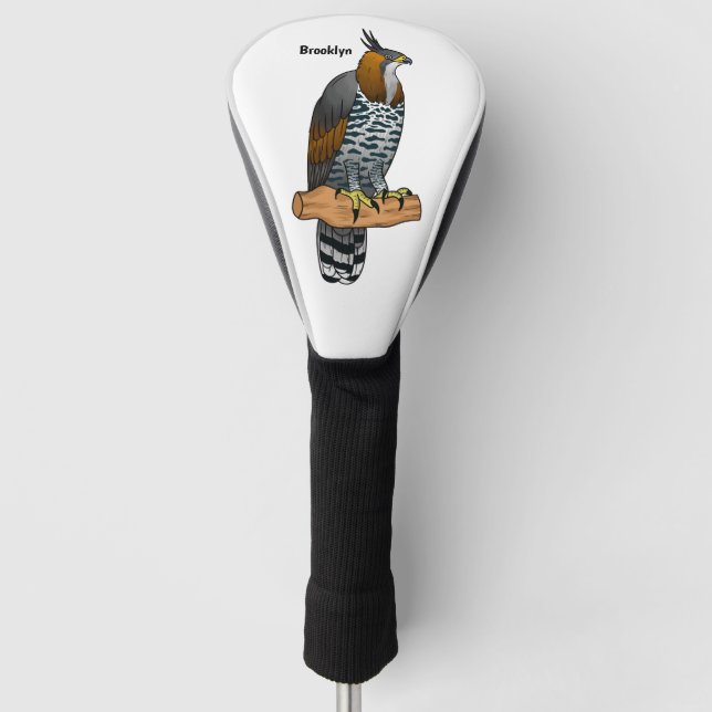 Ornate hawk eagle bird cartoon illustration golf head cover (Front)