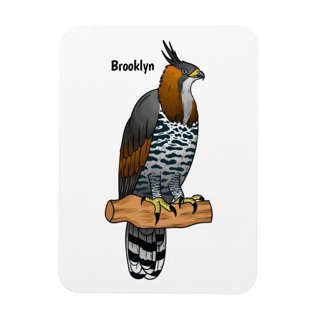 Ornate hawk eagle bird cartoon illustration magnet (Vertical)