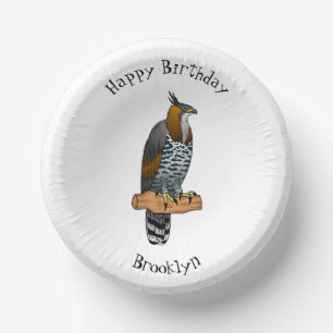 Ornate hawk eagle bird cartoon illustration paper plate