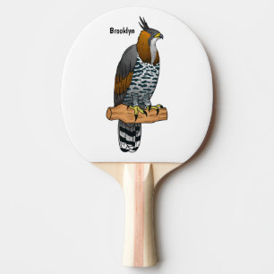 Ornate hawk eagle bird cartoon illustration ping pong paddle
