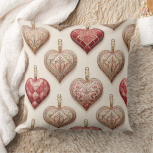 Ornate Heart Ornaments - Baroque & Quilted Cushion