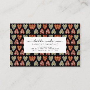 Ornate Heart Pattern Business Card