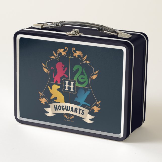 Ornate HOGWARTS™ House Crest Metal Lunch Box (Front)