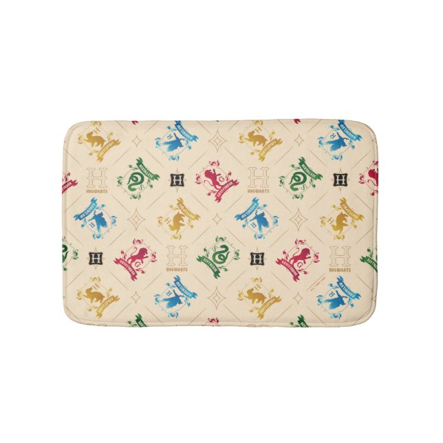 Ornate HOGWARTS™ House Crests Pattern Bath Mat (Front)