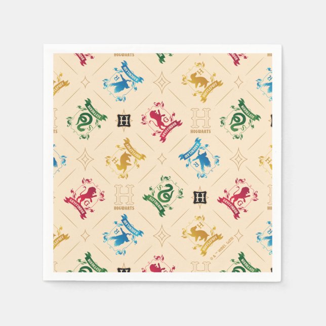 Ornate HOGWARTS™ House Crests Pattern Napkin (Front)