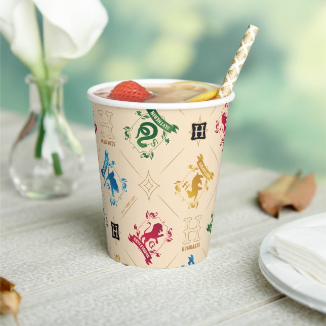 Ornate HOGWARTS™ House Crests Pattern Paper Cups (Insitu)