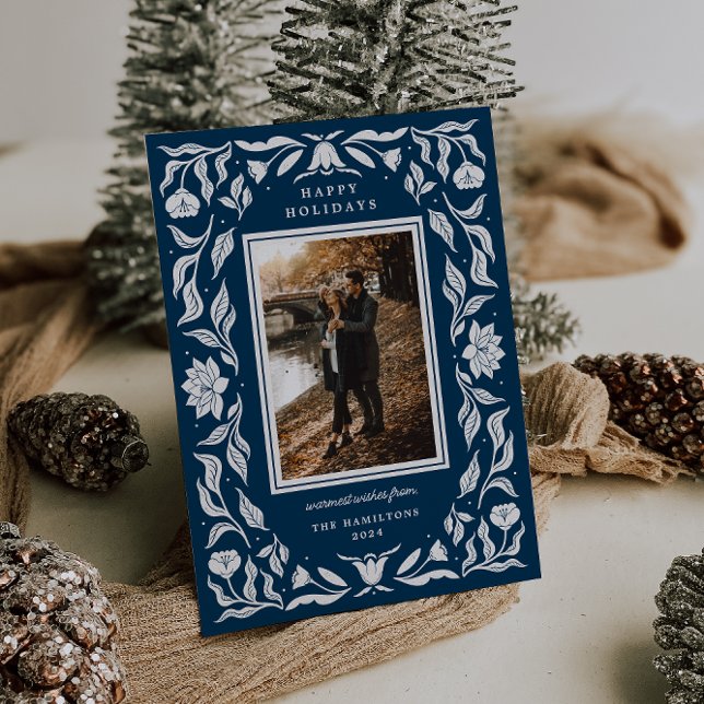 Ornate Holiday Botanical Photo Christmas Card (Creator Uploaded)