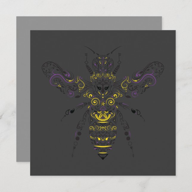 ornate honey bee invitation (Front/Back)