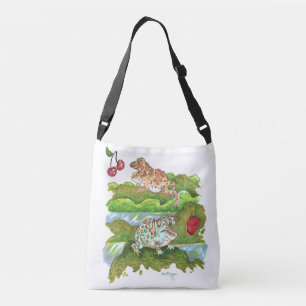 Ornate Horned Frogs Chasing Fruit Crossbody Bag