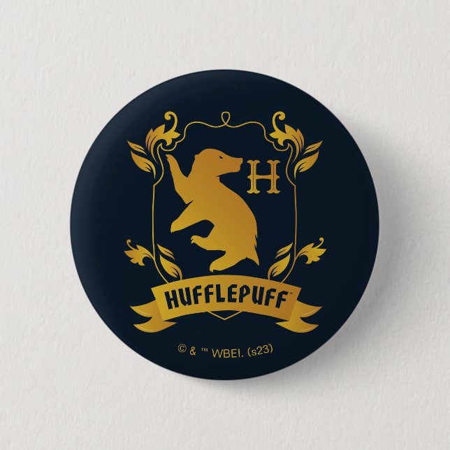 Ornate HUFFLEPUFF™ House Crest 6 Cm Round Badge (Front)