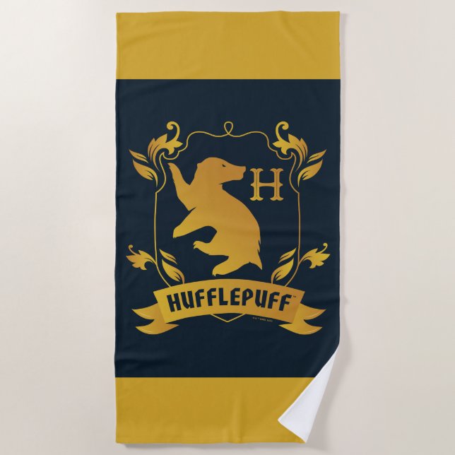 Ornate HUFFLEPUFF™ House Crest Beach Towel (Front)