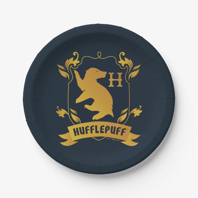 Ornate HUFFLEPUFF™ House Crest Paper Plate (Front)