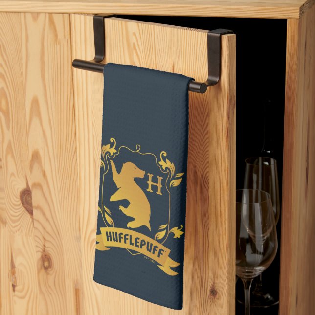 Ornate HUFFLEPUFF™ House Crest Tea Towel (Thirds Fold)