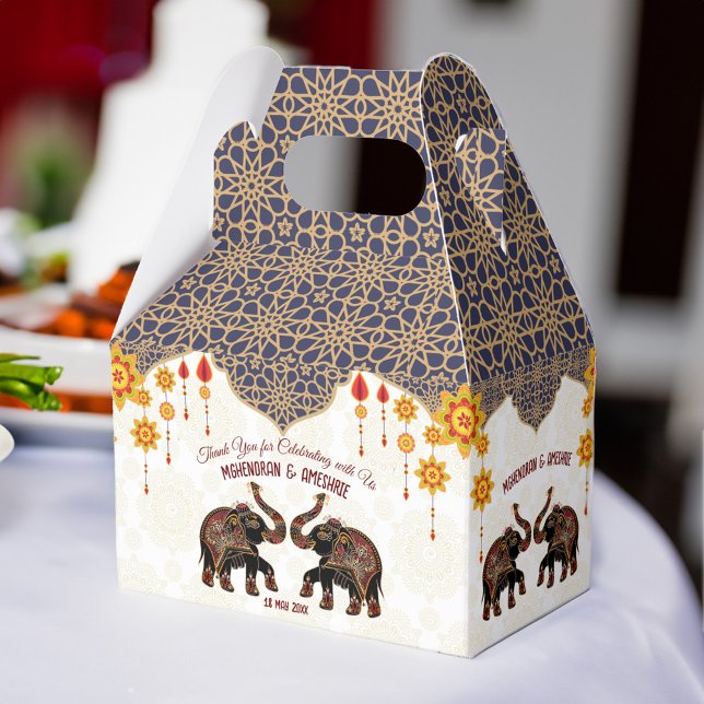 Ornate Indian elephant Indian wedding personalised Favour Box (Ornate Indian elephant Indian wedding personalized Favor Box)