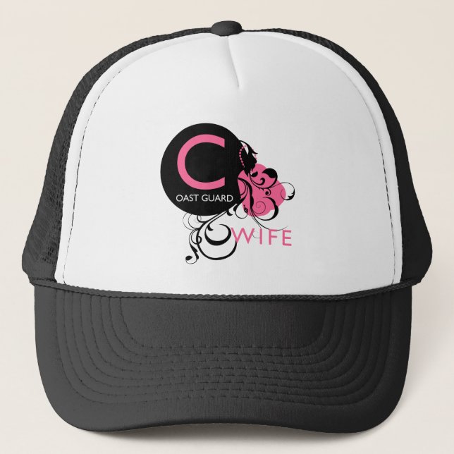Ornate Initial - Coast Guard Wife Trucker Hat (Front)