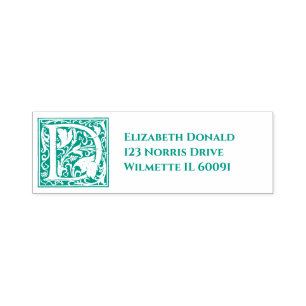 Ornate Initial D Self-inking Stamp