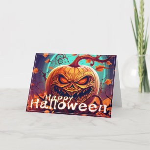 Ornate Jack-o-Lantern Twisted Branch Halloween Card