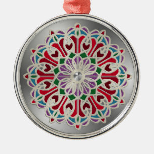 Ornate Jewel Mandala Flower Metal Tree Decoration
