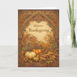 Ornate Jewel Tone Paisley Thanksgiving Harvest  Card