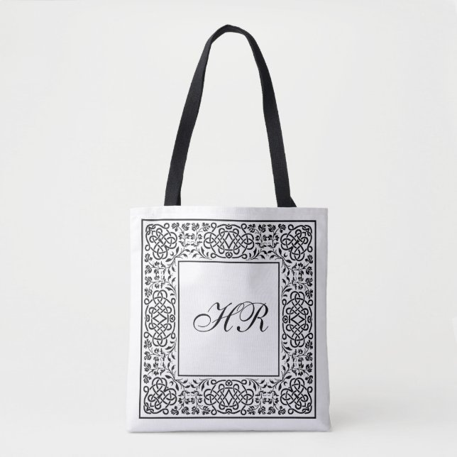 Ornate Knotwork Monogram Tote Bag (Front)