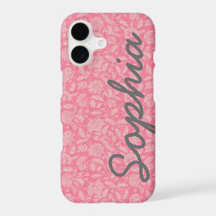 Ornate Lace Flowers Pink Custom Name iPhone 7 case