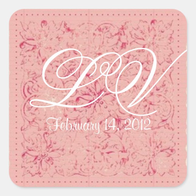 Ornate Lace Wedding Monogram Customisable Sticker (Front)