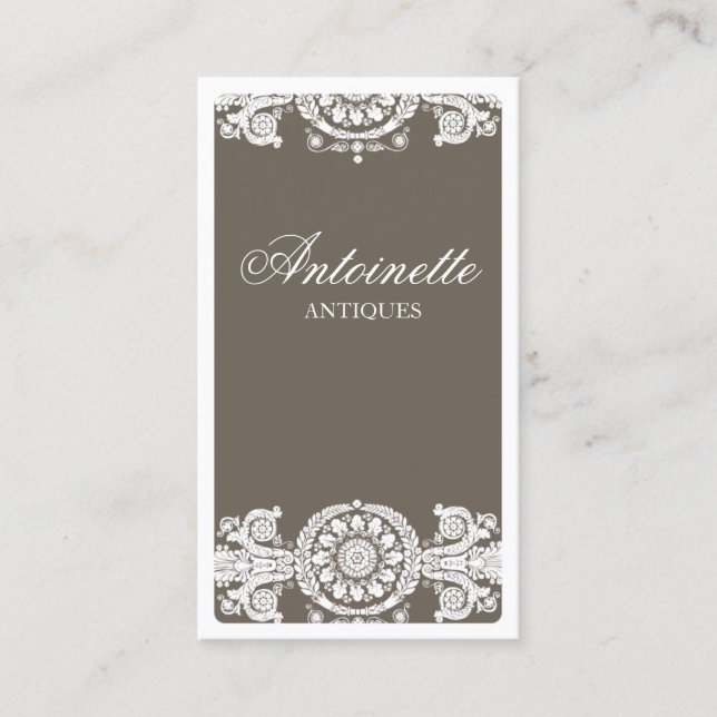 Ornate Light Brown Design Business Card (Front)
