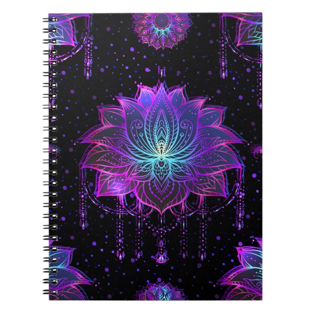 Ornate Lotus Flower Seamless Symbol Notebook (Front)