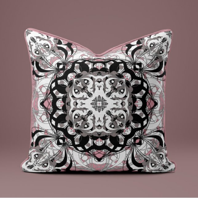 Ornate Mandala Decorative Pillow in Dusty Rose (Creator Uploaded)