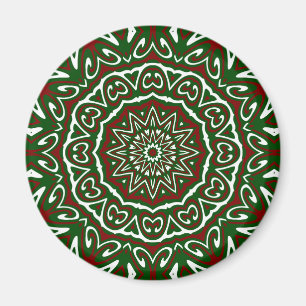 Ornate Maximalist Groovy Christmas Mandala Patter Magnet