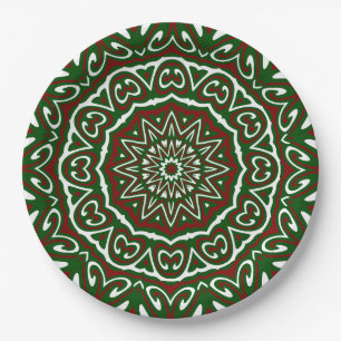Ornate Maximalist Groovy Christmas Mandala Patter Paper Plate