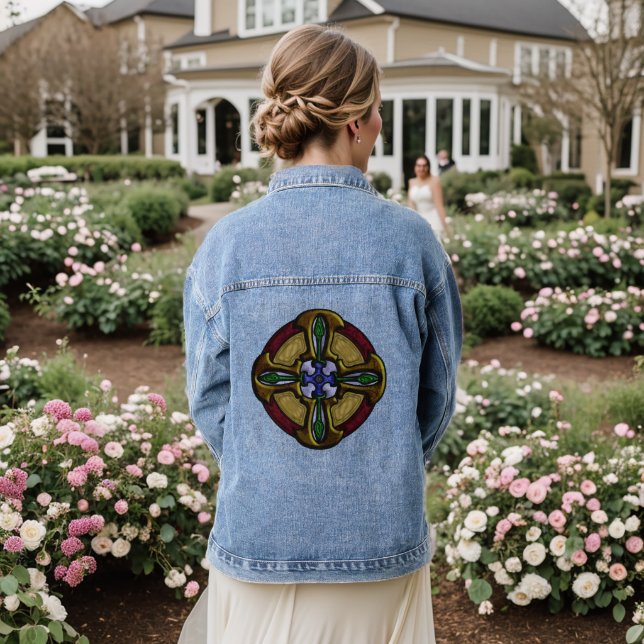 Ornate Medallion: The Cross of Elements Denim Jacket (Wedding Back)