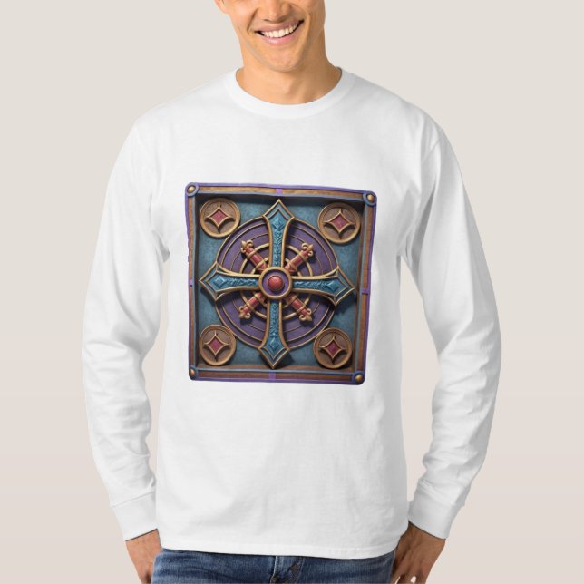 Ornate Mediaeval Cross Mandala T-Shirt (Front)