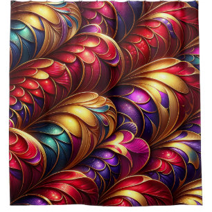 “Ornate Mermaid Scales - Vibrant Underwater Art” Shower Curtain