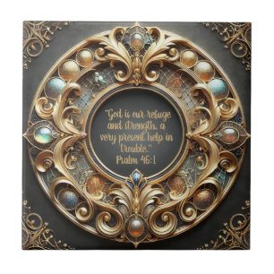 Ornate Metal and Jewels Bible Verse  Tile
